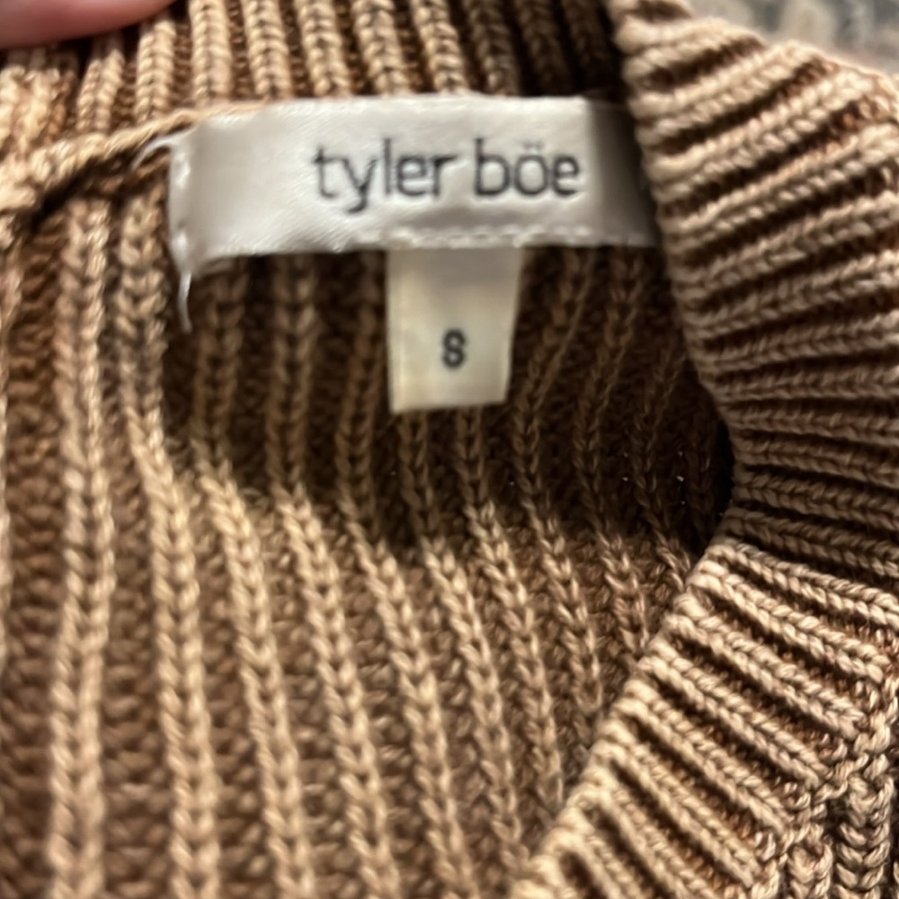 Tyler Boe Cotton Mineral Wash Crew Neck Sweater Size S Tan Brown - Picture 8 of 13